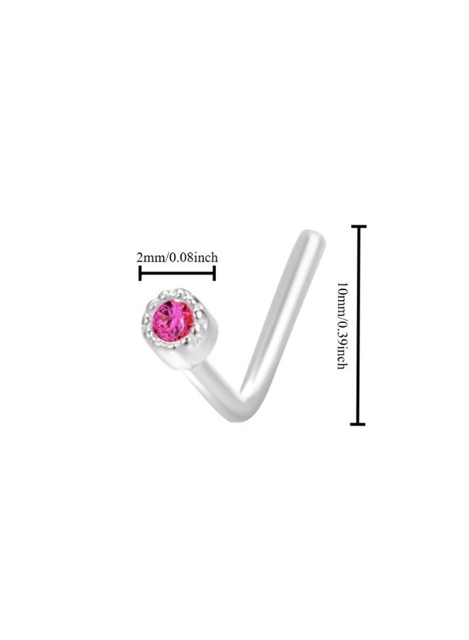 Ucanbe S925 Sterling Silver L-Shape Nose Stud – 20G Geometric Round Nose Piercing Jewelry - Image 3